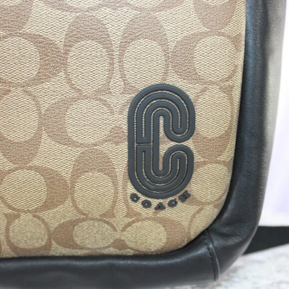 Coach Signature Canvas & Leather Backpack Brown Black - Picture 9 of 10